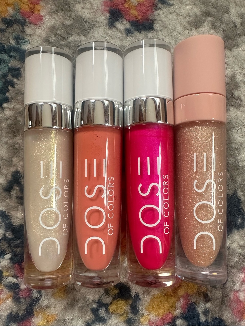 Dose of Colors Lip Gloss Set — Pearlescent, Coral, Hot Pink, Rose-Gold